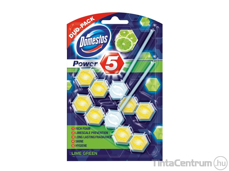 WC fertőtlenítő, 2x55g, DOMESTOS "Power 5", lime 2db/csomag