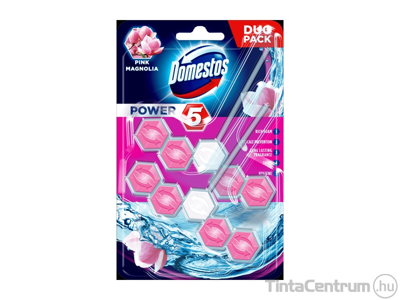 WC fertőtlenítő, 2x55g, DOMESTOS "Power 5", pink magnólia 2db/csomag