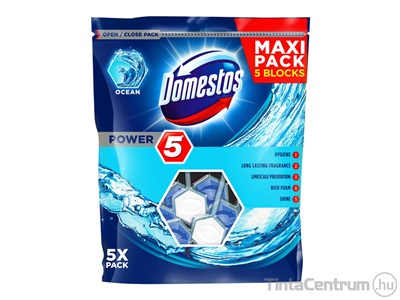 WC fertőtlenítő, 5x55g, DOMESTOS "Power 5", óceán 5db/csomag