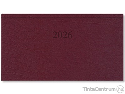 Zsebnaptár, heti, fekvő, 165×90mm, PD "Period Standard", bordó (2026 évi)
