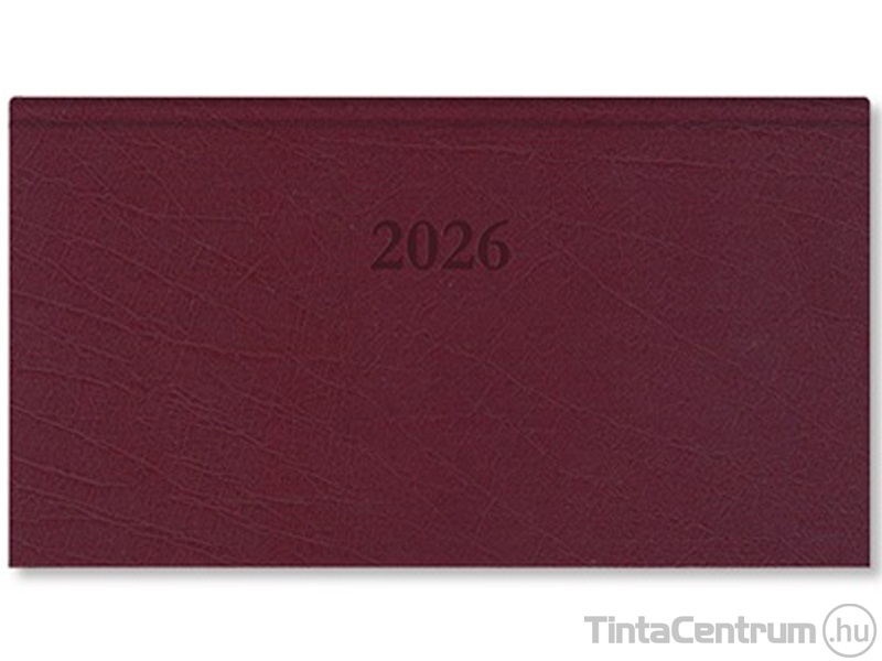 Zsebnaptár, heti, fekvő, 165×90mm, PD "Period Standard", bordó (2026 évi)