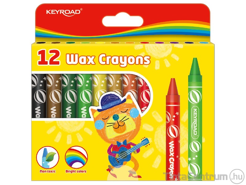 Zsírkréta, KEYROAD "Wax Crayon", 12 különböző szín