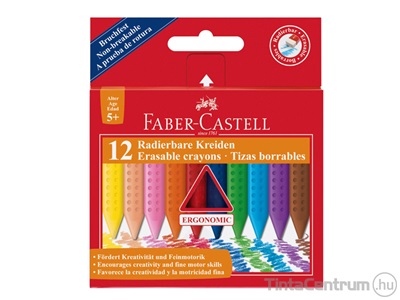 Zsírkréta, háromszögletű, FABER-CASTELL "Grip", 12 különböző szín