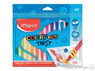 Zsírkréta, kitekerhető, MAPED "Color`Peps", 12 különböző szín