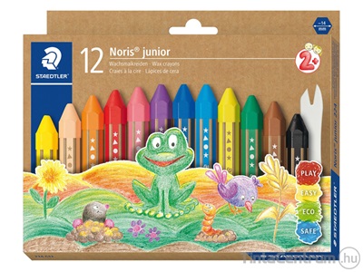 Zsírkréta, vastag, hatszögletű, STAEDTLER "Noris Junior", 12 különböző szín