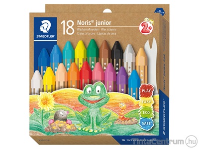 Zsírkréta, vastag, hatszögletű, STAEDTLER "Noris Junior", 18 különböző szín