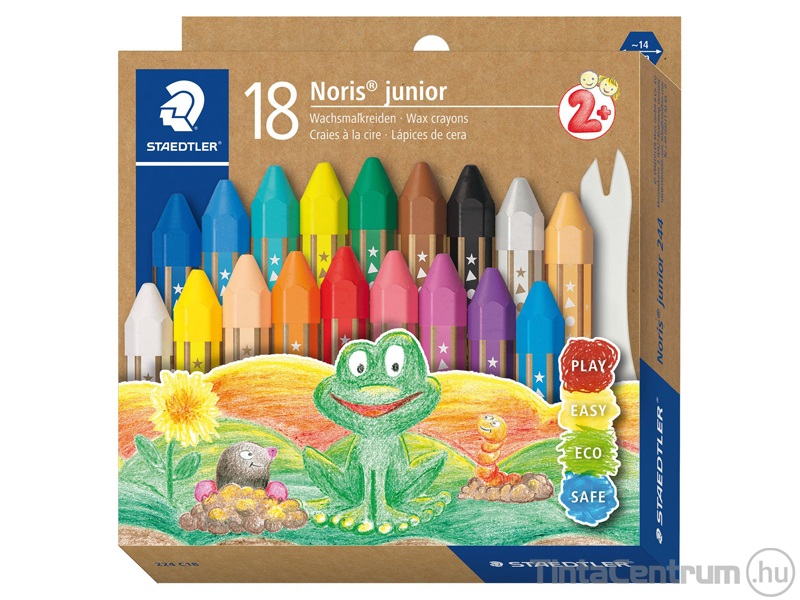 Zsírkréta, vastag, hatszögletű, STAEDTLER "Noris Junior", 18 különböző szín